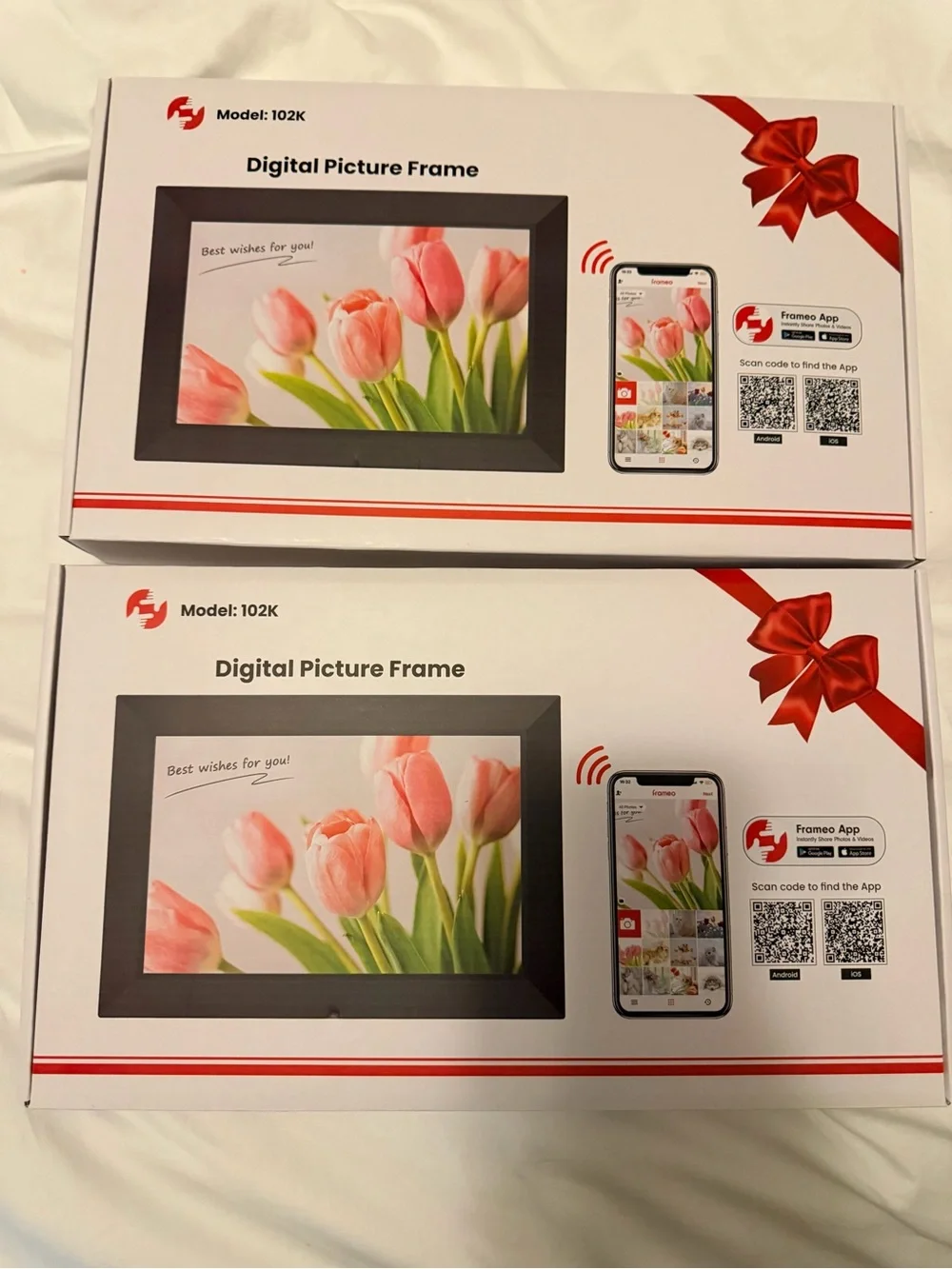 Black Digital Picture Frame with Smartphone Wi‑Fi Photo Sharing
